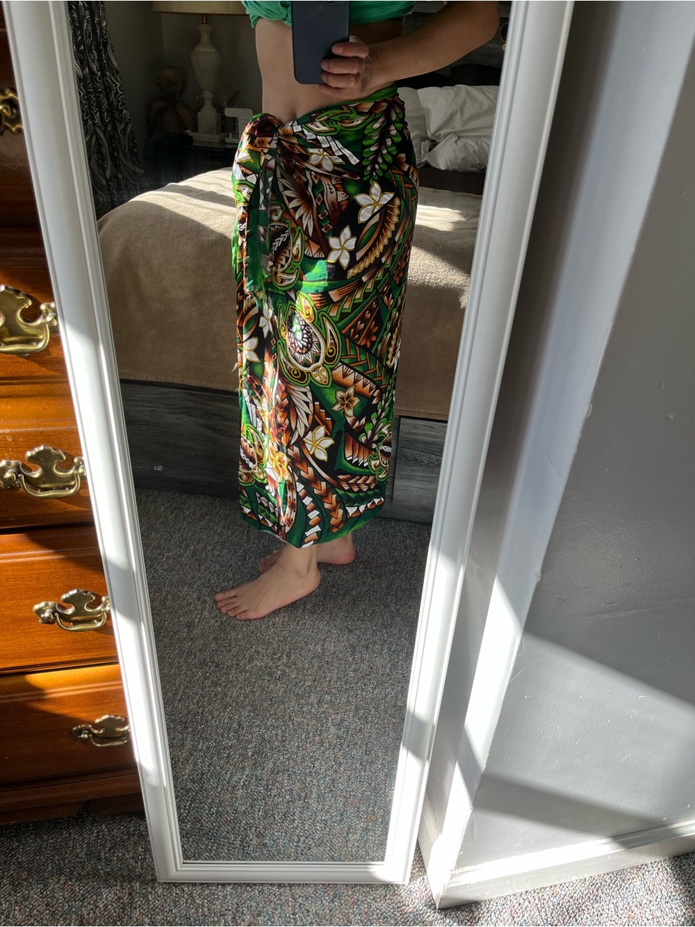 ALOHA fashion Green Floral Paisley Wrap Sarong